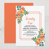 Chique Sinaasappels lentebloem groen 21e verjaarda Kaart (Voorkant / Achterkant)