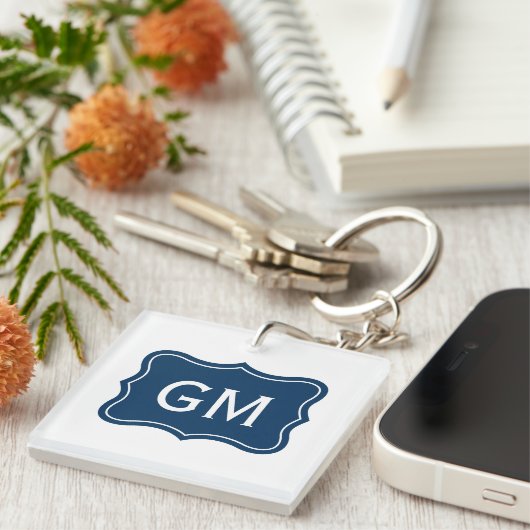 Chique sleutelhanger met op maat gemaakte monogram (Voorkant Rechts)