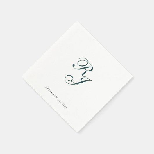 Chique smaragd groen monogram bruiloft servetten (Hoek)