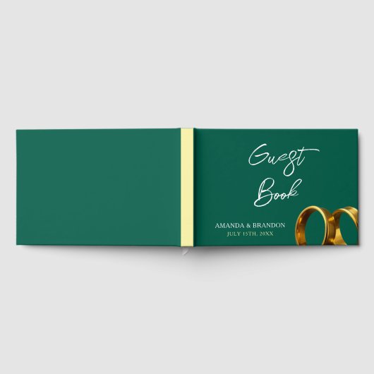 Chique smaragdgroene gouden trouwringen gastenboek (Volledig)