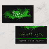 Chique smaragdgroene metalen folie verfstreek visitekaartje (Voorkant / Achterkant)