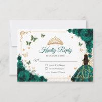 Chique Smaragdgroene Rozen Gouden Quinceanera Antw