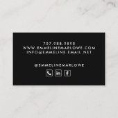 Chique Smoky Silver Modern Minimalistisch Zwart Visitekaartje (Achterkant)