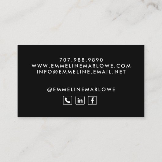 Chique Smoky Silver Modern Minimalistisch Zwart Visitekaartje (Achterkant)