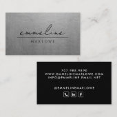 Chique Smoky Silver Modern Minimalistisch Zwart Visitekaartje (Voorkant / Achterkant)