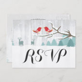 Chique Sneeuw Wonderland Vogel Hert Winter Bruilof Uitnodiging Briefkaart (Voorkant / Achterkant)