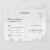 Chique Sneeuw Wonderland Vogel Hert Winter Bruilof Uitnodiging Briefkaart (Achterkant)