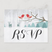 Chique Sneeuw Wonderland Vogel Hert Winter Bruilof Uitnodiging Briefkaart (Voorkant)