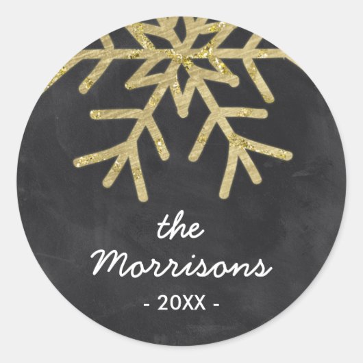 Chique sneeuwvlok | Faux Gold Foil Vakantie Ronde Sticker (Voorkant)