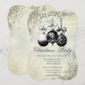 Chique sneeuwvlokken, Lichten, Zwarte Ballen Kerst Kaart (Voorkant / Achterkant)