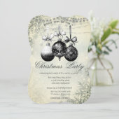 Chique sneeuwvlokken, Lichten, Zwarte Ballen Kerst Kaart (Staand voorkant)