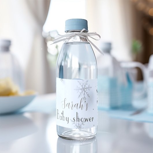 chique sneeuwvlokken winter Baby shower Waterfles Etiket