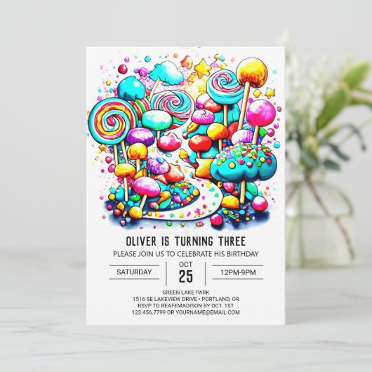 Chique Snoep bewerkbare verjaardag Kaart (Staand voorkant)