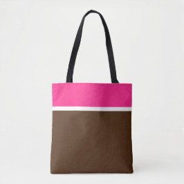 Chique Snoep roze witte strepen op cacaobroen Tote Bag