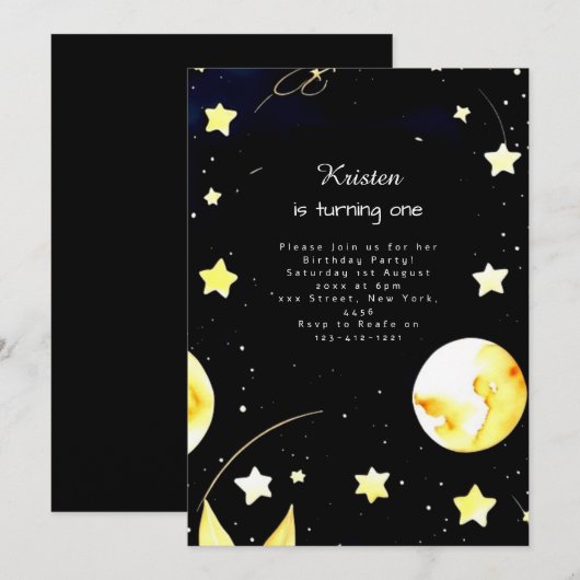 Chique Space Astro Verjaardag Kaart (Voorkant / Achterkant)