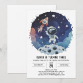 Chique Space Kinder astronaut jongen Verjaardag Kaart (Voorkant / Achterkant)