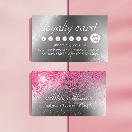 Chique sparkle roze make-up en haar loyaliteitskaa visitekaartje