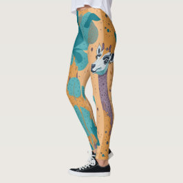 Chique Speelse Kleurrijke Giraffe Wilde Savanne Sa Leggings