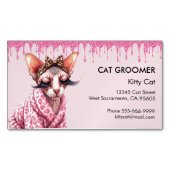 Chique Sphynx Cat Service Roze Glitter Dripping Magnetisch Visitekaartje (Voorkant)
