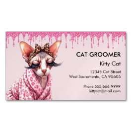 Chique Sphynx Cat Service Roze Glitter Dripping Magnetisch Visitekaartje