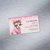 Chique Sphynx Cat Service Roze Glitter Dripping Magnetisch Visitekaartje (Voorbeeld)