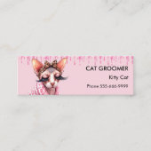 Chique Sphynx Kat Groomer Roze Glitter Dripping Mini Visitekaartje (Voorkant)