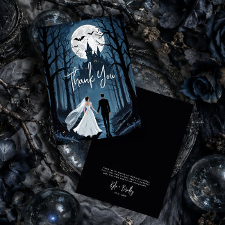 Chique Spooky Forest Gehaakt Kasteel Bruiloft TLW2 Bedankkaart
