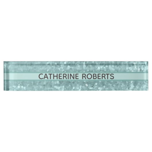 Chique sprankelende blauwe turkoois naambordje (Voorkant)