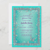 Chique sprankelende turquoise luxe stijlvolle glit kaart (Achterkant)