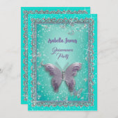 Chique sprankelende turquoise luxe stijlvolle glit kaart (Voorkant / Achterkant)