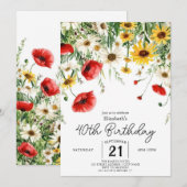 Chique Spring Wildbloemen 40e verjaardag Kaart (Voorkant / Achterkant)