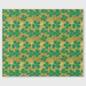 Chique St Patrick's Day Gouden Groene Shamrock Kla Cadeaupapier (Vlak)
