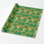 Chique St Patrick's Day Gouden Groene Shamrock Kla Cadeaupapier (Uitgerold)