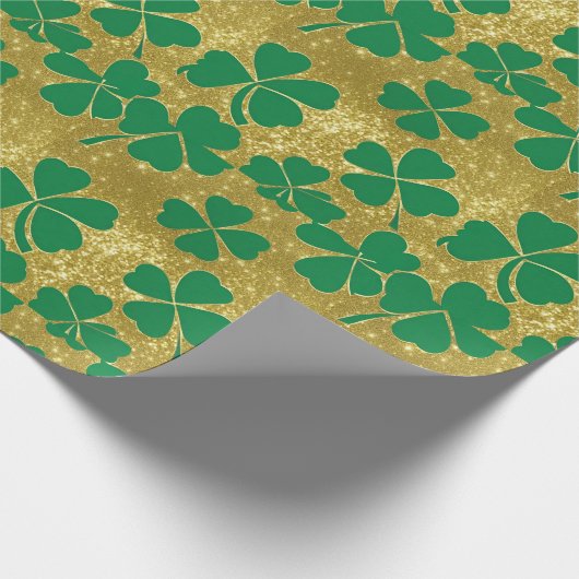 Chique St Patrick's Day Gouden Groene Shamrock Kla Cadeaupapier (Hoek)