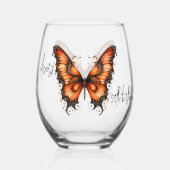 Chique Steampunk Industriële Victoriaans Vlinder Wijnglas Zonder Voet (Voorkant)