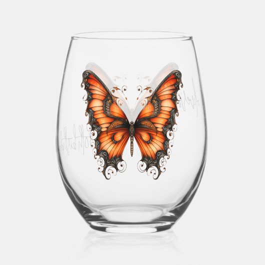 Chique Steampunk Industriële Victoriaans Vlinder Wijnglas Zonder Voet (Achterkant)