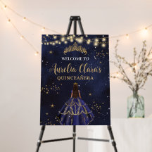 Chique Sterrennacht Navy Blauw Jurk Goud Quinceañe