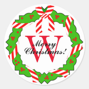 CHIQUE STICKER_KERSTKRANS #1 OP WIT RONDE STICKER