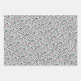 Chique stijl kleine roze grijze bloemen inpakpapier vel