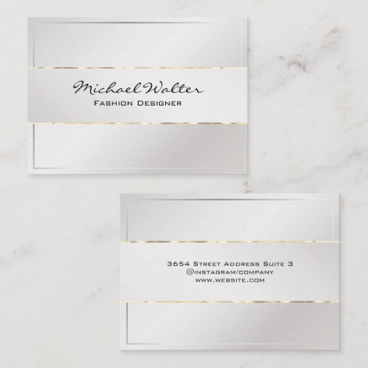 Chique stijl met gouden rand visitekaartje (Voorkant / Achterkant)