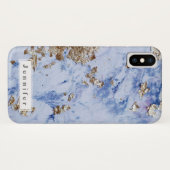 Chique Stijlvol blauw gouden marmer gepersonalisee Case-Mate iPhone Case (Achterkant (horizontaal))