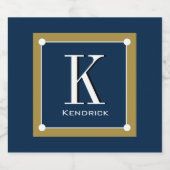 CHIQUE & STIJLVOL_MODERN MARINE/GOUD MONOGRAM LIKEURFLES ETIKET (Enkel label)
