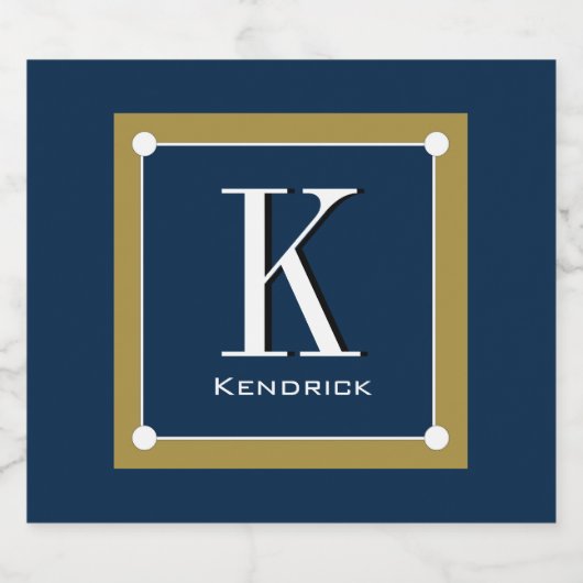 CHIQUE & STIJLVOL_MODERN MARINE/GOUD MONOGRAM LIKEURFLES ETIKET (Enkel label)