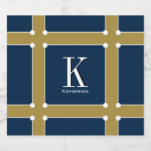 CHIQUE & STIJLVOL_MODERN MARINE/GOUD MONOGRAM LIKEURFLES ETIKET (Enkel label)