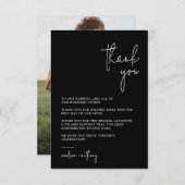Chique stijlvol zwart moderne foto bruiloft bedankkaart (Voorkant / Achterkant)