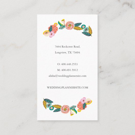 Chique & Stijlvolle Bloemen Verse Bloem Foto Lijst Visitekaartje (Achterkant)