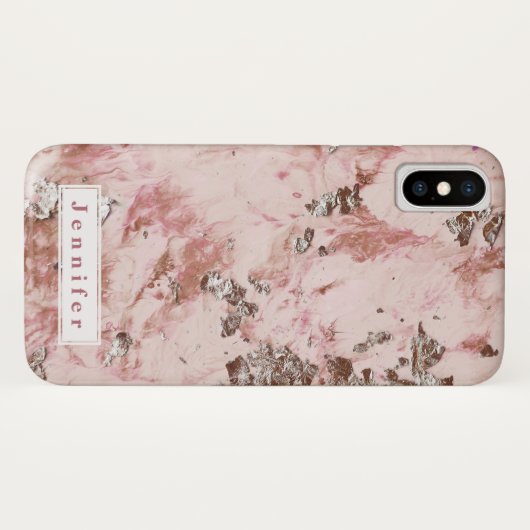 Chique Stijlvolle blush roze gouden marmer geperso Case-Mate iPhone Case (Achterkant (horizontaal))