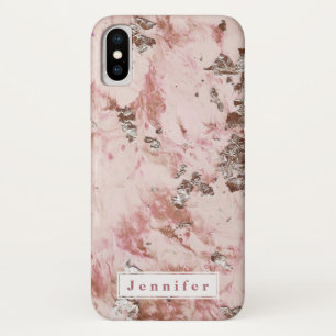 Chique Stijlvolle blush roze gouden marmer geperso iPhone X Hoesje