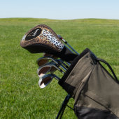 Chique stijlvolle bruin zwart wit luipaard aangepa golfheadcover (Insitu)