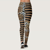Chique stijlvolle bruine luipaard & zwarte bruine  leggings (Achterkant)